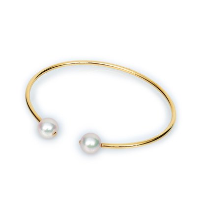 7.99 mm and 8.0 mm, Akoya Pearl, Twin Pearl Open Bangle