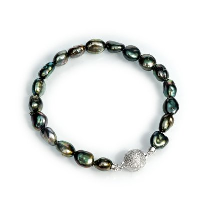 6.65 - 7.16 mm, Keshi Tahitian Pearl, Graduated Pearl Bracelet