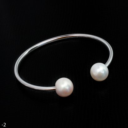 Approx. 11.0 - 12.0 mm, Freshwater Pearl, Twin Pearls Bangle