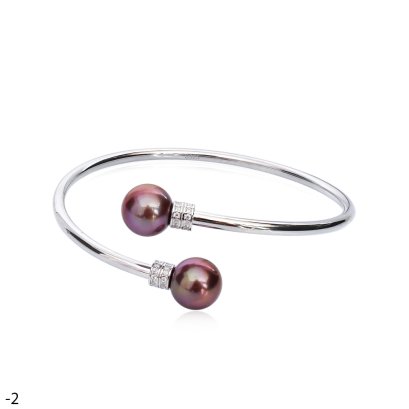Approx. 10.0 mm, Edison Pearl, Duo Pearl Open Bangle