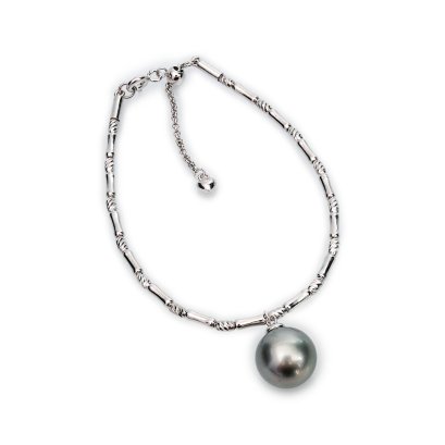 11.36 mm, Tahitian Pearl, Solitaire Pearl Tube Station Bracelet