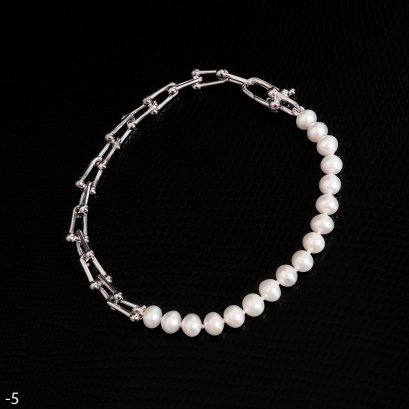 Approx. 4.5 - 5.0 mm, AK Pearl, Pearl Half Tiffani Chain Bracelet