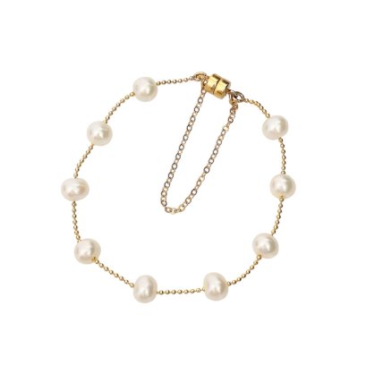 5.5 - 6.0 mm, Freshwater Pearl, Station Pearl & Chain Bracelet
