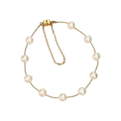 5.5 - 6.0 mm, Freshwater Pearl, Station Pearl & Chain Bracelet