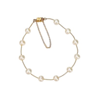5.5 - 6.0 mm, Freshwater Pearl, Station Pearl & Chain Bracelet