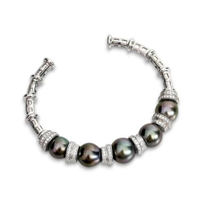 Approx. 9.0 - 10.0 mm, Tahitian Pearl, Rapa Nui Bangle