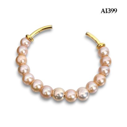 Approx. 8.0 - 9.0 mm, Edison Pearl, Pearl Charms Bangle