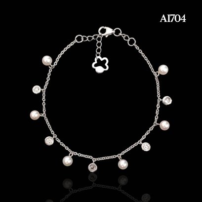 Approx. 4.0 mm, Akoya Pearl, Station Pearl & Diamond Cable Chain Bracelet