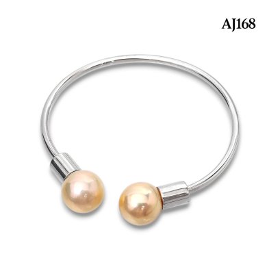 13.7 - 13.9 mm, Edison Pearl, Twin Pearl Open Bangle