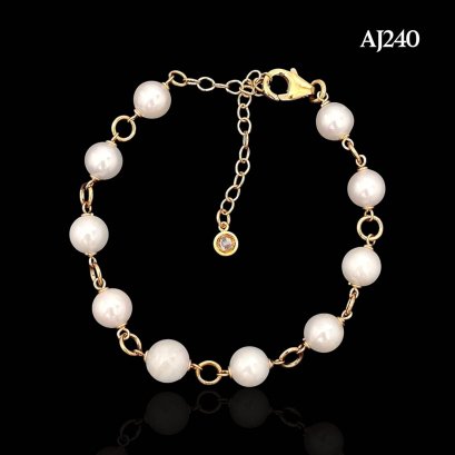 (No Pass QC) Approx. 7.0 - 8.0 mm, Akoya Pearl, Station Pearl & Ring Bracelet
