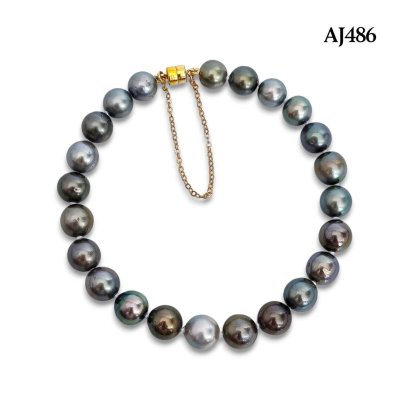 Approx. 7.0 mm up, Tahitian Pearl, Graduated Pearl Bracelet