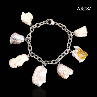 Approx. 14.0 - 18.0 mm, Freshwater Pearl, Station Pearl Bracelet