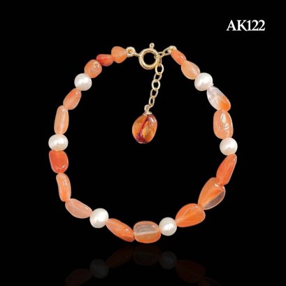 Approx. 5.5 mm up, Freshwater Pearl, Station Pearl & Sun Stone Bracelet
