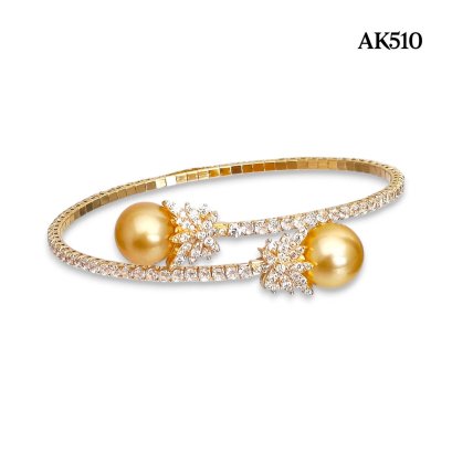 Approx. 10.0 mm, Gold South Sea Pearl, Duo Pearl Open Bangle