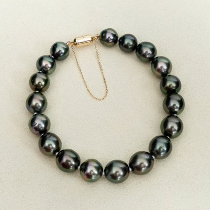 Approx. 8.25 - 9.30 mm, Tahitian Pearl, Graduated Bracelet