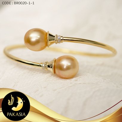 กำไลมุก South Sea สีทอง คอกำไลกรวยประดับเพชร / SN0800YB441