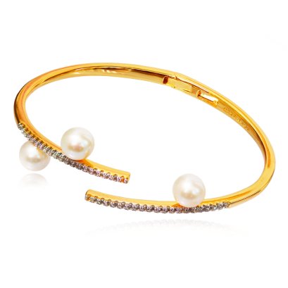 กำไลกิ่งมุก Tripple Pearl บานพับสปริง