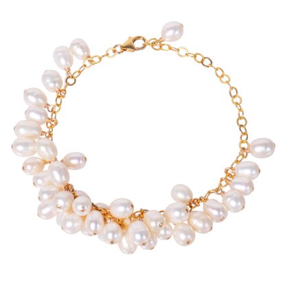 สร้อยข้อมือ "ไข่มุกพวงองุ่นห้อยไข่มุก 41 เม็ด" ยาว 8.0"