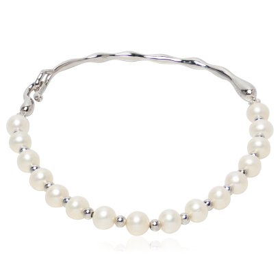 สร้อยข้อมือไข่มุกระยะคั่นบอล Half ยาว 7.2"