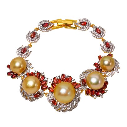 สร้อยข้อมือ Peacock Plume ประดับพลอยแท้ ยาว 7.5"