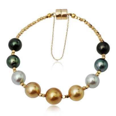 8.12 - 9.73 mm, Akoya, South Sea and Tahitian Pearl, Station Pearl Bracelet