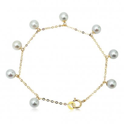 Approx. 5.0 mm up, Akoya Pearl, Station Pearl Bracelet