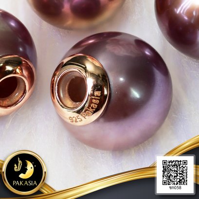 ชาร์มหัวกำไล PAKASIA ไข่มุกแบบถอดออกได้ ไข่มุก Edison น้ำจืดคัดเกรด สีม่วง ทรงกลม ขนาด 11.0 mm เกรด AA+ ตัวเรือนฝาครอบ วัสดุเงินแท้ 925 ชุบสี Pink Gold / 20.2.65