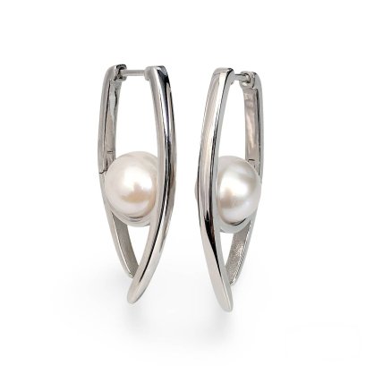 Approx. 8.0 mm, Akoya Pearl, Eye of Cleopatra Latch Back Earrings