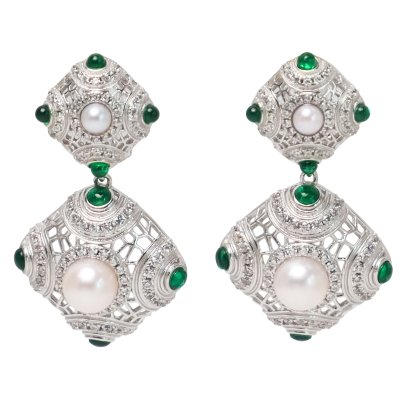 ต่างหู Mayan ไข่มุก Akoya Pearl ทวิน