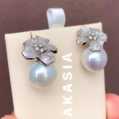 11.0 mm and 11.3 mm, Edison Pearl, Cherry Blossom Pearl Stud Earrings