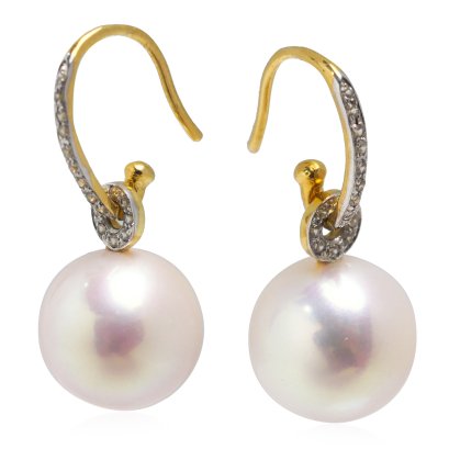 Approx. 12.2 mm, Edison Pearl, Fish Hooks Jacket Pearl Earrings