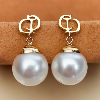 11.02-11.03 mm, White South Sea Pearl, CD Dangle Pearl Earrings