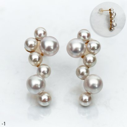 Approx. 5.0 - 8.0 mm, Akoya Pearl and White South Sea Pearl, Ivy Pearl Earrings Collection