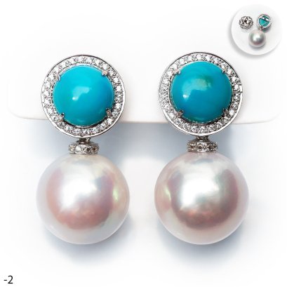 Approx. 15.0 mm, Edison Pearl, Cocktail Turquoise Dangle Pearl Jacket Earrings