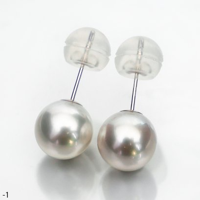 Approx. 9.0 mm, White South Sea Pearl, Stud Pearl Earrings