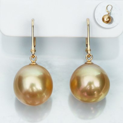 (PSL) Approx. 12.8 mm, Aurora Moon Rainbow, Lever Back Dangle Pearl Earrings