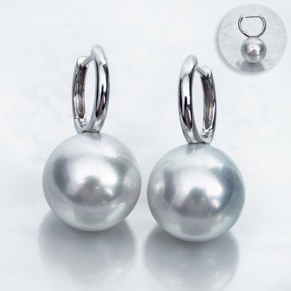 (PSL) Approx. 13.1 mm, Aurora Phoenix, Huggie Pearl Earrings