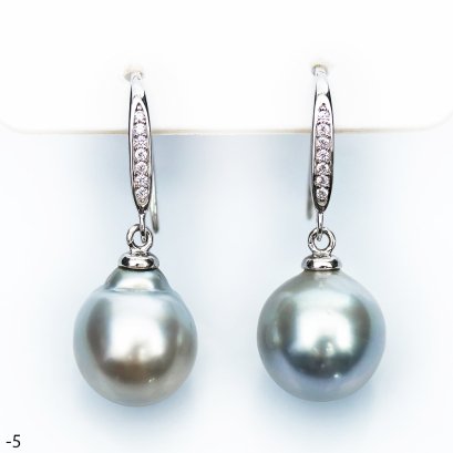 Approx. 10.0 -11.0 mm, Tahitian Pearl, Fish Hooks Pearl Earrings