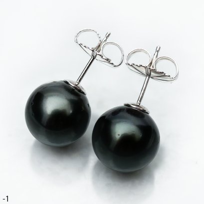 Approx. 12.0 mm, Tahitian Pearl, Stud Pearl Earrings