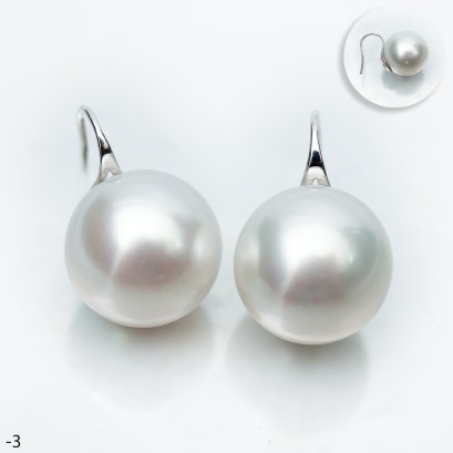 Approx. 12.0 mm, White South Sea Pearl, Fish Hooks Spoon Earrings