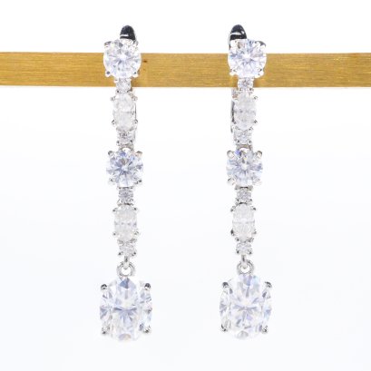 S925, Moissanite, Dangle Moissanite Latch Back Earrings