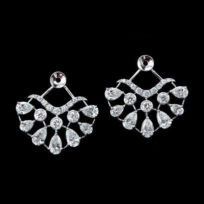 1.468 ct., Lab Grown Diamond, Peacock Tail Diamond Jacket for Earrings