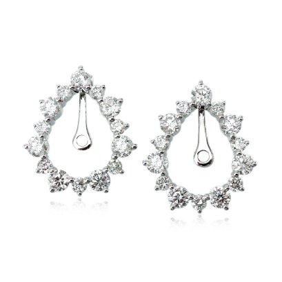 0.65 ct., Lab Grown Diamond, Drop Alternating Sizes Diamond Paved Hinge Jacket for Earrings