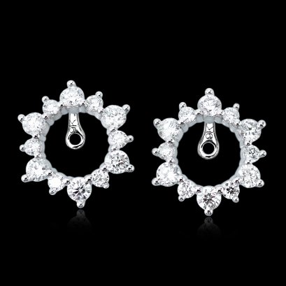 0.40 ct., Lab Grown Diamond, Halo Diamond Paved Hinge Jacket for Earrings