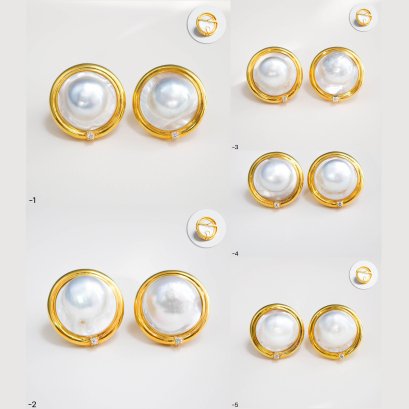 Approx. 23.0 - 24.0 mm, Blister Mabe, White South Sea Pearl, Stud Pearl Earrings