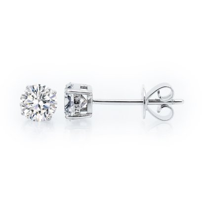 (IGI) 1.08 ct, Laboratory Grown Diamond (Round Brilliant, HPHT, 1.08 ct, D, VVS2), Four Prongs Diamond Stud Earrings