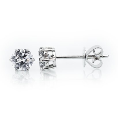 (IGI) 1.08 mm, Laboratory Grown Diamond (Round Brilliant, HPHT, 1.08 ct, D, VVS 2), Six Prongs Diamond Stud Earrings