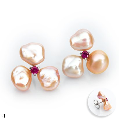 Approx. 10.0 - 11.0 mm, Freshwater Pearl, Pearl Flower Stud Earrings