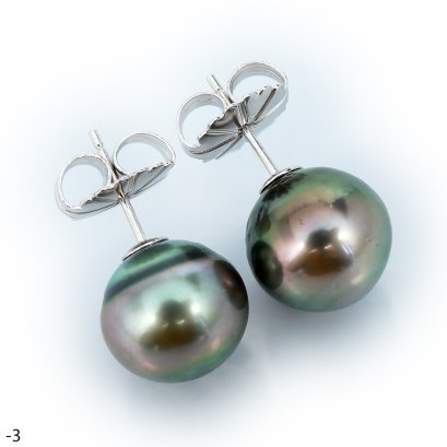 Approx. 11.0 -12.0 mm, Tahitian Pearl, Stud Pearl Earrings