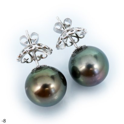 Approx. 13.0 -14.0 mm, Tahitian Pearl, Stud Pearl Earrings